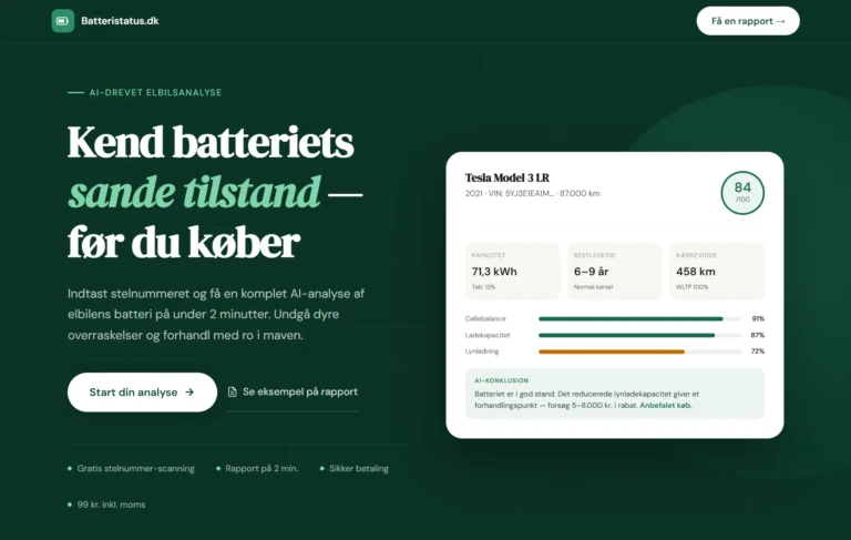 Screenshot af Batteristatus.dk