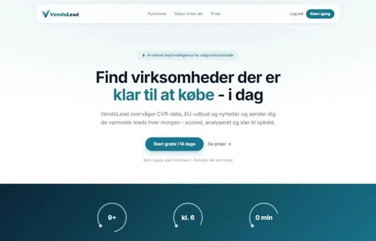 Screenshot af VendoLead